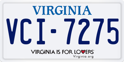 VA license plate VCI7275
