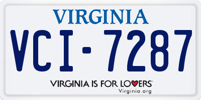 VA license plate VCI7287