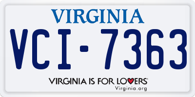 VA license plate VCI7363