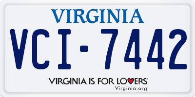 VA license plate VCI7442