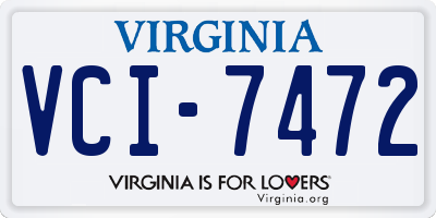 VA license plate VCI7472