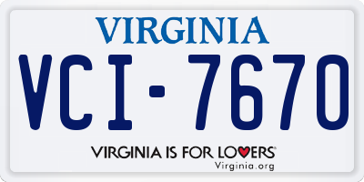 VA license plate VCI7670