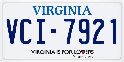 VA license plate VCI7921