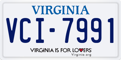 VA license plate VCI7991