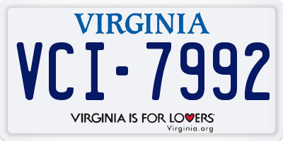 VA license plate VCI7992