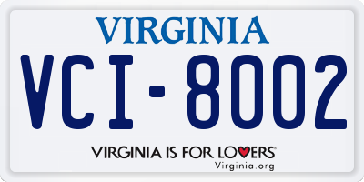 VA license plate VCI8002