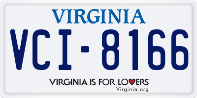 VA license plate VCI8166
