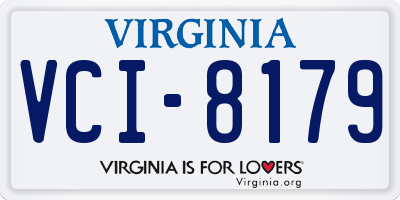 VA license plate VCI8179