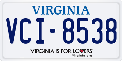 VA license plate VCI8538
