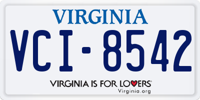 VA license plate VCI8542
