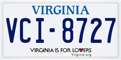 VA license plate VCI8727