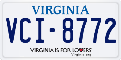 VA license plate VCI8772