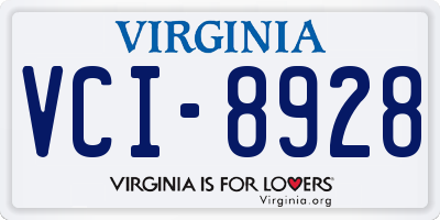 VA license plate VCI8928