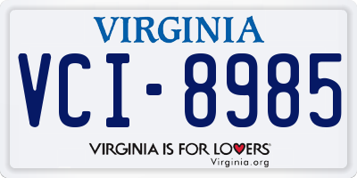 VA license plate VCI8985