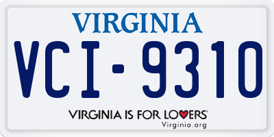 VA license plate VCI9310