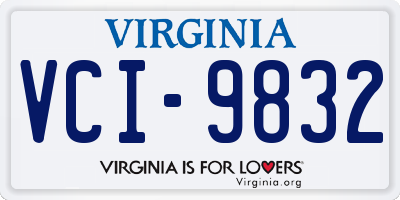VA license plate VCI9832