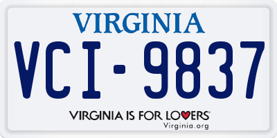 VA license plate VCI9837