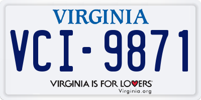 VA license plate VCI9871