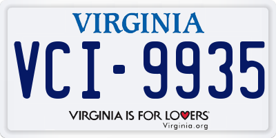 VA license plate VCI9935