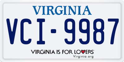 VA license plate VCI9987