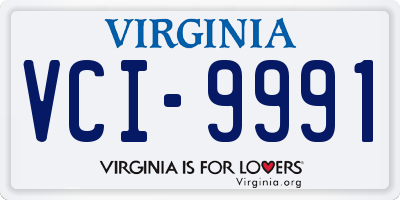 VA license plate VCI9991