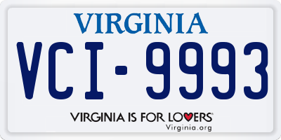 VA license plate VCI9993