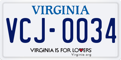 VA license plate VCJ0034
