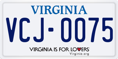 VA license plate VCJ0075
