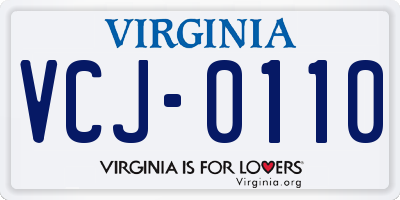 VA license plate VCJ0110