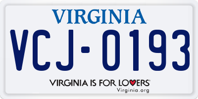 VA license plate VCJ0193