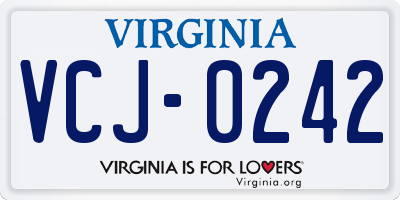 VA license plate VCJ0242