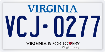 VA license plate VCJ0277
