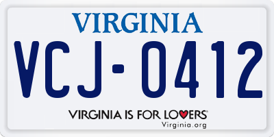 VA license plate VCJ0412