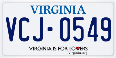 VA license plate VCJ0549