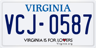 VA license plate VCJ0587