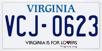 VA license plate VCJ0623