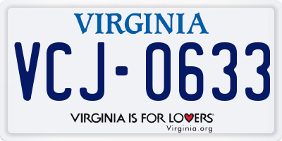 VA license plate VCJ0633