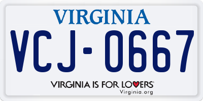 VA license plate VCJ0667