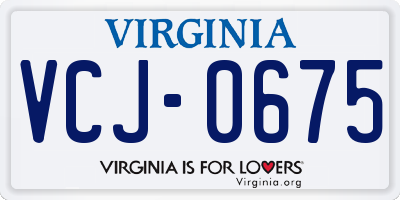 VA license plate VCJ0675