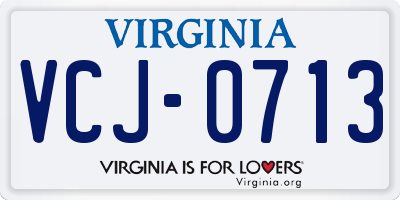 VA license plate VCJ0713