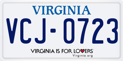 VA license plate VCJ0723