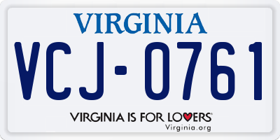 VA license plate VCJ0761