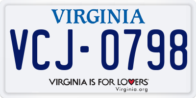 VA license plate VCJ0798