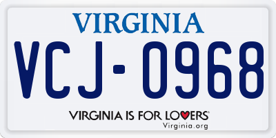 VA license plate VCJ0968