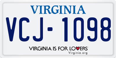 VA license plate VCJ1098