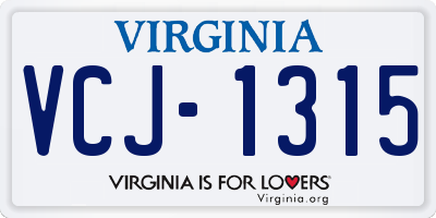 VA license plate VCJ1315