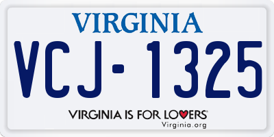 VA license plate VCJ1325