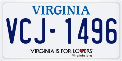 VA license plate VCJ1496