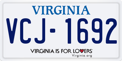 VA license plate VCJ1692