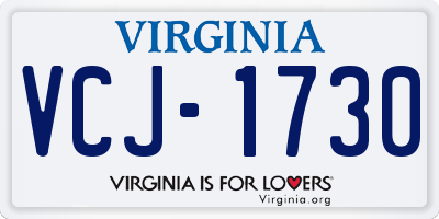 VA license plate VCJ1730